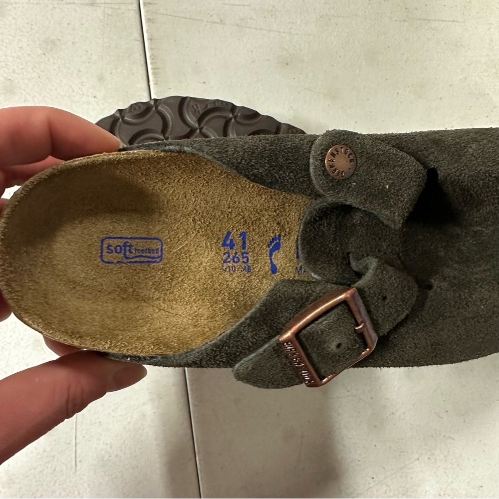 New Birkenstock Boston Suede Mocha Mule Clog Shoes 41 - Picture 5 of 6